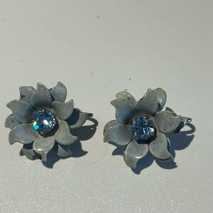 #33 Vintage, Gray And Stone Coral Earrings